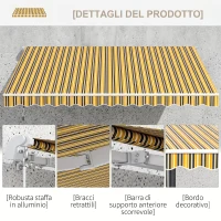 Outsunny Tenda da Sole per Esterno Avvolgibile a Bracci con Apertura a Manovella, 350x250 cm, Giallo(m-7)