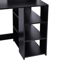 HOMCOM Secretária para computador com 2 gavetas, secretária com arrumação, 137 x 55 x 92 cm, prateleiras abertas e bandeja para impressora, estilo moderno, mesa para computador para quarto, estúdio, preto(m-4)
