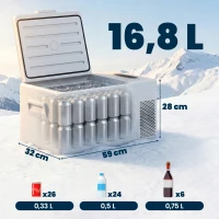 Outsunny 16,8 Liter Camping-Kühlschrank, Autokühlschrank, Kühlbox mit LED Anzeige, AC- und DC-Adapter, leiser Betrieb, Cremeweiß(m-3)