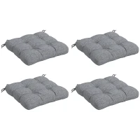 Outsunny Conjunto de Cojines para Sillas de Comedor y Jardín Impermeable y Anti-UV con 2 Cordones de Fijación 48x48x10 cm Gris(m-1)