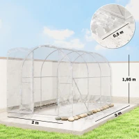 Outsunny Serre de jardin tunnel 3 x 2 x 2 m 6 m² avec porte à charnières bâche en PE 150 g/m² pour Légumes Plantes Fleurs(m-3)