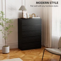 HOMCOM Chest of Drawers, 5 Drawer Dresser, Modern Storage Cabinet with 5 Drawers, for Bedroom, Living Room, Black(m-5)