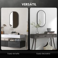 HOMCOM Espejo de Baño Ovalado 60x90 cm Espejo Decorativo de Pared con Marco de Aluminio para Salón Horizontal o Vertical Negro(m-4)