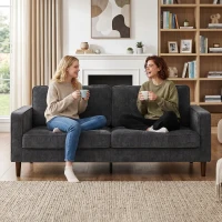 HOMCOM 3 Seater Sofa Button Tufted Upholstered Couch with Wood Legs for Living Room, Dark Grey(m-8)