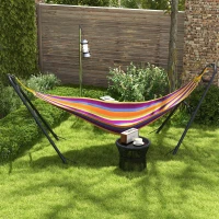 Outsunny Support de Hamac pour 2 Personnes, Cadre de Hamac en Métal Portable et Réglable, pour Hamacs de 2,75 à 4,3m, Noir(m-2)