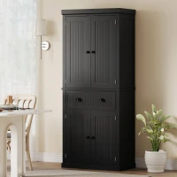 HOMCOM Kitchen Storage Cabinet with Drawer and Adjustable Shelves - Black(m-10)