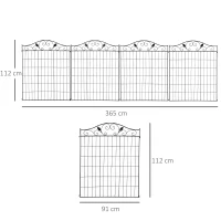 Outsunny Set of 2 Decorative Garden Fence, 8 Panels Metal Picket Fence, Versatile Shapes for Patio Lawn, 365cm x 112cm, Black(m-3)