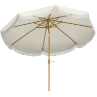 Outsunny Parasol de jardin 2,7 ​​m, parasol inclinable d'extérieur UPF 30+ avec manivelle, 8 baleines, bleu clair et blanc(m-1)