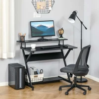 HOMCOM Bureau gaming 100 cm bureau Informatique avec Support d'Écran bois métal Noir(m-10)