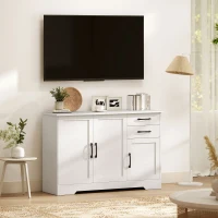 HOMCOM Sideboard mit 2 Schubladen, modernem Aufbewahrungsschrank, verstellbarem Einlegeboden und 3 Türen, Weiß(m-8)