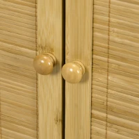 HOMCOM Aparador de Bambú de 2 Puertas Aparador de Salón Bohemio con 2 Estantes para Cocina Entrada 60x27x67,5 cm Natural(m-9)