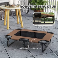 PawHut Erhöhtes Hundebett klappbar Haustierbett, Outdoor Hundeliege mit Netzdesign Kaffee Oxford 75 x 51 x 18 cm(m-5)