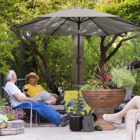 Outsunny 2.6 m Garden Parasol Umbrella with Aluminium Pole, Outdoor Patio Umbrella with Tilt and Crank, Vent, Light Grey(m-2)