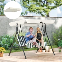 Outsunny Tetto di Ricambio per Dondolo 3 Posti Impermeabile in Tessuto Oxford Bianco Crema, 210x145 cm(m-2)