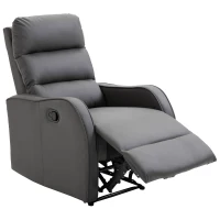 HOMCOM Sillón Relax Reclinable Sofá Relax Tapizado en PU con Reposapiés Retráctil para Dormitorio Salón 65x89x100 cm Gris(m-12)