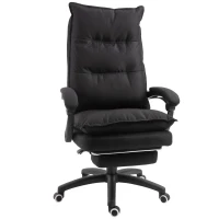 Vinsetto Poltrona de escritório com massagem, cadeira de escritório, cadeira ergonómica com altura ajustável, encosto reclinável, apoio para pés integrado e controlo remoto com fio, giratória a 360°, tecido de linho preto(m-1)