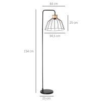 HOMCOM Luminária de chão design elegante em metal com decoração em vime ideal para casa escritório restaurante e café 44 x 34 x 154 cm preto(m-3)