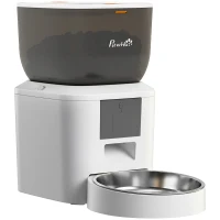 PawHut Distributore Automatico Cibo Gatti 4L WiFi 2.4G, App Controllo con Registratore 10s, Ciotola, Bianco(m-1)