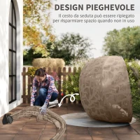 Outsunny Poltrona Sospesa 2 Posti con 2 Tasche, 2 Cuscini e Cesto Pieghevole, 126x126x176 cm(m-6)