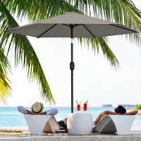 Outsunny 2.6 m Garden Parasol Umbrella with Aluminium Pole, Outdoor Patio Umbrella with Tilt and Crank, Vent, Light Grey(m-10)