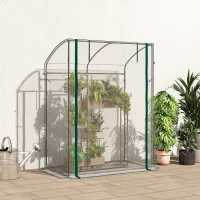 Outsunny Estufa com Porta Teto Curvo Resistente ao Inverno Estufa de Filme em Aço Estufa 128x70x170 cm Transparente(m-4)