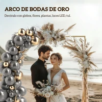 Outsunny Arco de Jardín para Rosas de Metal Arco de Boda Resistente a la Intemperie para Decoración Patio 200x40x200 cm Dorado(m-4)