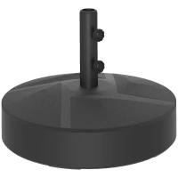 Outsunny Pied de parasol round, socle parasol extérieur à remplir avec 25 L d'eau / 30 kg de sable, 56 x 56 x 40 cm, noir(m-11)