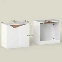 HOMCOM Dulap sub chiuvetă cu 2 uși amortizate pentru lavoar fără piedestal, 60x35x57,9 cm, alb(m-3)