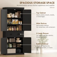HOMCOM Kitchen Storage Cabinet with Drawer and Adjustable Shelves - Black(m-4)