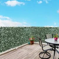Outsunny Edere Finte, Siepe Artificiale 150x300 cm in PE Anti-UV, Siepe Finta per Recinzioni con Foglie, Verde Scuro(m-10)