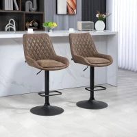 HOMCOM Set of Two Faux Leather Retro Bar Stools - Brown(m-10)