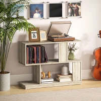 HOMCOM Măsuță de Cafea Modernă în Formă de S cu 3 Rafturi pentru Living și Salon, 90x30x61 cm, Lemn(m-6)