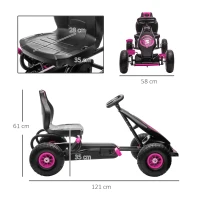 HOMCOM Kinder-Gokart, mit Pedalen, verstellbarem Sitz, In- und Outdoor, ab 5 Jahren, Rosa+Schwarz, 121 x 58 x 61 cm(m-3)
