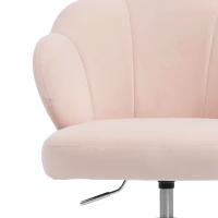 HOMCOM Cadeira de Escritório em Veludo, Cadeira para Penteadeira com Encosto em Pétala, Altura Ajustável, Função de Balanço, Rosa(m-4)