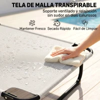 Outsunny Tumbona de Jardín Plegable con Respaldo Ajustable en 4 Niveles Orificio de Lectura y Reposacabezas 145x72x89 cm Crema(m-6)