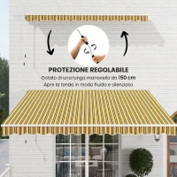Outsunny Tenda da Sole per Esterno Avvolgibile a Bracci con Apertura a Manovella, 350x250 cm, Giallo(m-6)