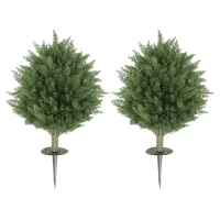 HOMCOM Conjunto de 2 Plantas Artificiais, Cipreste artificial resistente a UV com 387 folhas e estaca para solo, Ø40 x 60H cm, Verde(m-7)