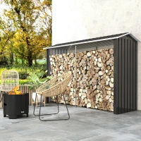 Outsunny Legnaia con Struttura in Acciaio Galvanizzato e Base rialzata, 240x 86x160cm, Nero(m-10)