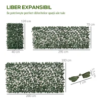 Outsunny Gard viu artificial cu 2 secțiuni, format din 356 frunze de iederă, din poliester și ratan, 200x100 cm, verde și maro(m-7)