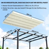 Outsunny Ersatzdach für 2,85 x 2 m Gartenpavillon, ausziehbar, einfache Montage, Polyester, Cremeweiß(m-4)