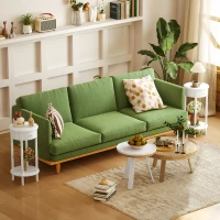 HOMCOM Set 2 Noptiere cu Sertar și Raft din Lemn Stil Contemporan, Ø35.5 x 71 cm, Alb(m-10)