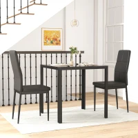 HOMCOM Ensemble table à manger et chaises pour 2 personnes, plateau rectangulaire en verre, pour cuisine salon maison, noir(m-2)