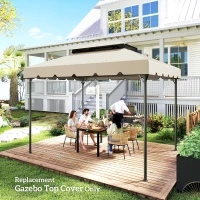 Outsunny Toile de rechange pour pavillon tonnelle tente toit de remplacement gazebo de jardin tissu polyester 4 x 3 m beige(m-8)