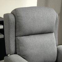 HOMCOM Poltrona Reclinabile con Poggiapiedi, in Tessuto Effetto Lino, Legno e Metallo, 77x91x106 cm, Grigio Scuro(m-7)