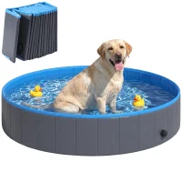 PawHut Faltbarer Hundepool für Große und Extra Große Hunde, mit Anti-Rutsch-Boden für Enten, Innen- und Außen, 160x30cm(m-12)