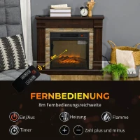 HOMCOM Elektrokamin 1800W elektrischer Kamin mit Heizung, Fernbedienung, Überhitzungsschutz, Dekokamin  Dunkelbraun(m-6)