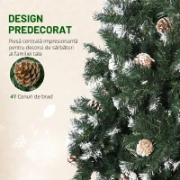 HOMCOM Brad de Crăciun Artificial Ninsoare 150cm cu 676 Crengi și Conuri, Deschidere Automată și Bază Pliabilă, Verde(m-6)