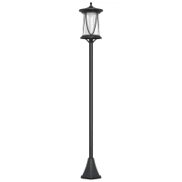 Outsunny Lampă Solară cu autonomie de 6h și ancorare la sol, din policarbonat și ABS IP44, 17x17x127 cm, negru(m-11)