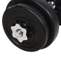 HOMCOM Set Manubri Palestra Regolabili 65kg, Set di Bilanciere con Pesi Regolabili, 14 Dischi e Impugnatura Antiscivolo, Pesi Manubri, per Braccia Allenamento Fitness Casa e Palestra, Nero(m-9)