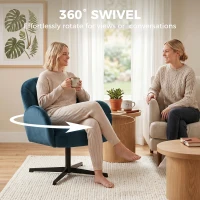 HOMCOM Swivel Accent Chair, Shell-Shaped Armchair with Spring Cushion, Metal Base, Dark Blue(m-5)